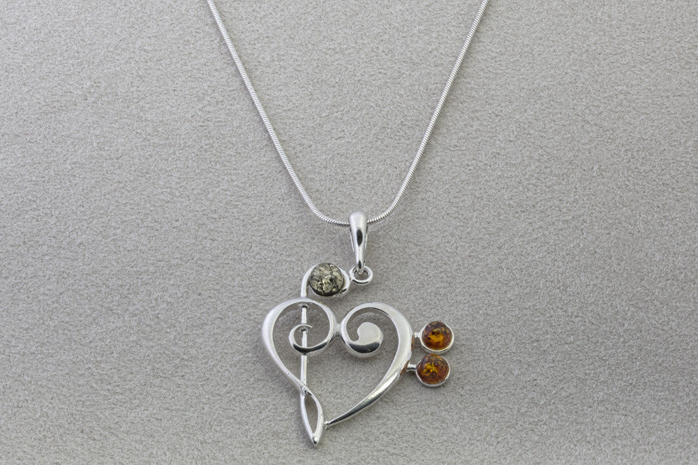 Treble clef bass clef heart necklace outlet