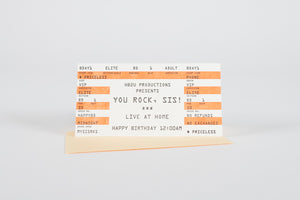 You Rock, Sis! Birthday Ticket Card