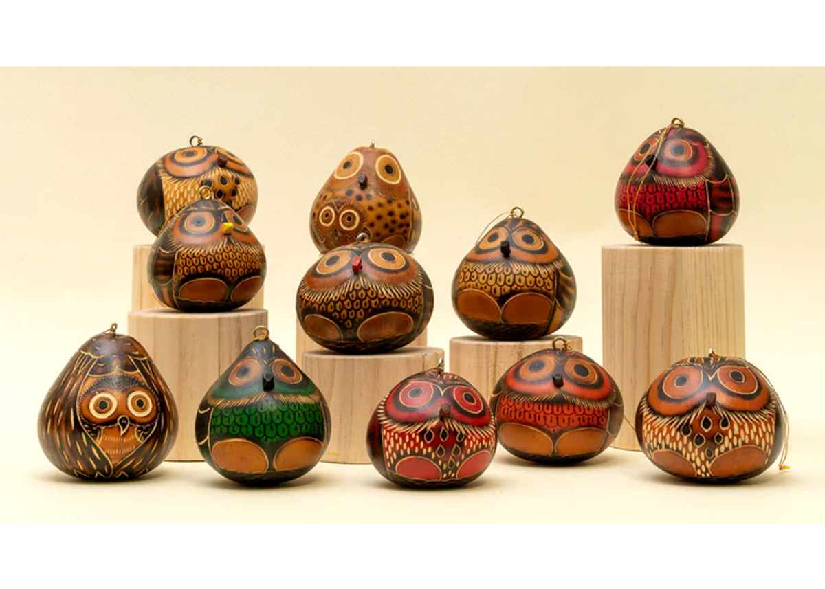 Mini Owl Gourd Ornament