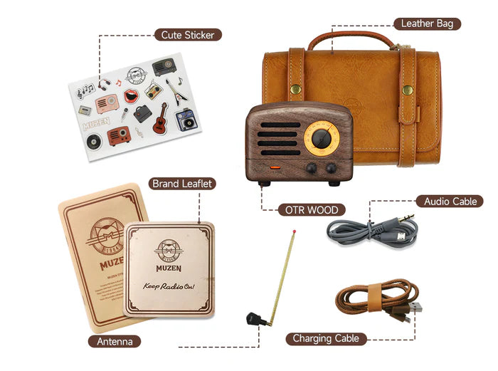 Muzen OTR Walnut Bluetooth Speaker and Radio