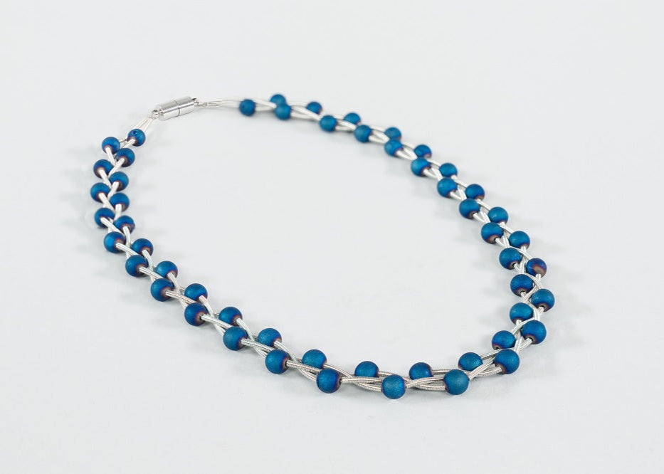 Piano Wire and Geode Necklace
