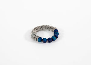 Piano Wire and Geode Bracelet