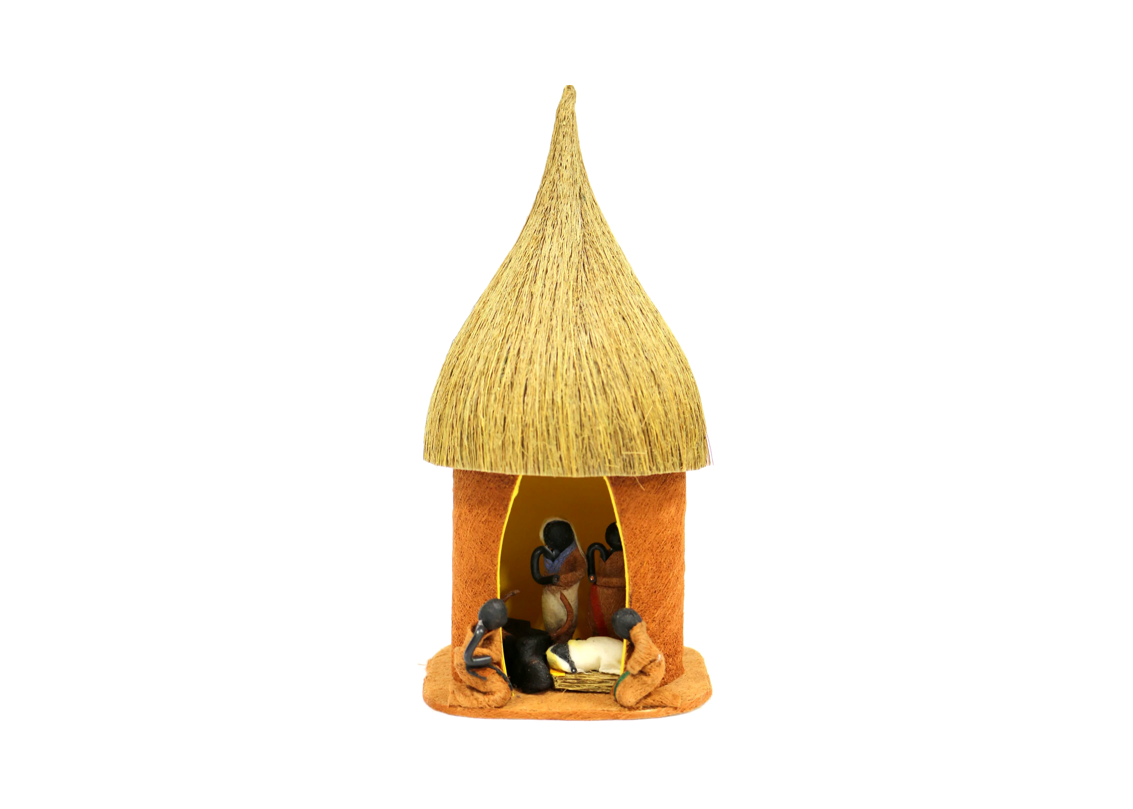 Bark Cloth Hut Nativity