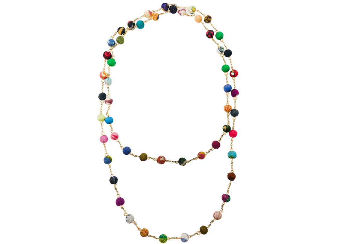 Dotted Kantha Long Necklace