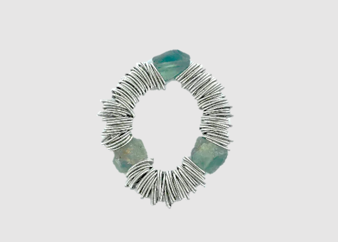 Piano Wire Bracelet with Fluorite