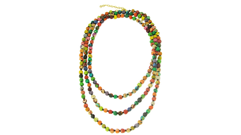 Kantha Long Beaded Necklace